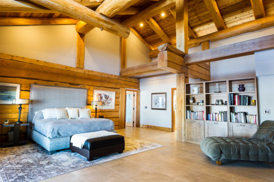 custom log home photography interior bedroom trident photography